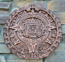 Load image into Gallery viewer, History MAYAN AZTEC CALENDAR Sculptural wall relief plaque 19&quot; Museum Quality Neo-Mfg Cold Cast Metal
