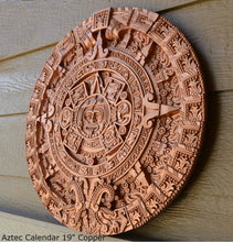 Load image into Gallery viewer, History MAYAN AZTEC CALENDAR Sculptural wall relief plaque 19&quot; Museum Quality Neo-Mfg Cold Cast Metal
