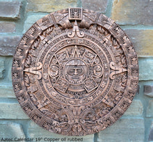 Load image into Gallery viewer, History MAYAN AZTEC CALENDAR Sculptural wall relief plaque 19&quot; Museum Quality Neo-Mfg Cold Cast Metal
