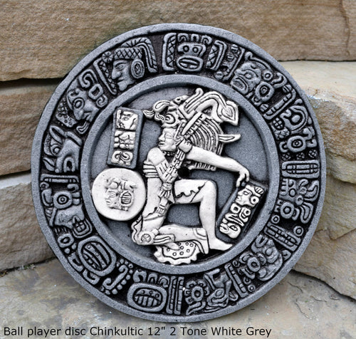 History Aztec Maya Mesoamerica Ball player disc  Chinkultic plaque wall Sculpture Statue www.Neo-Mfg.com 12"