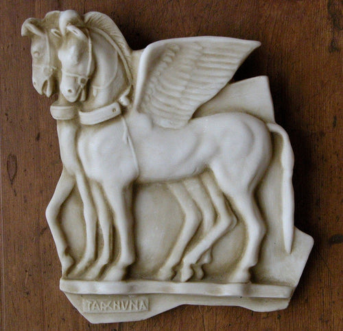 Roman Greek Etruscan Winged horses of Tarquinia wall plaque art Sculpture 10" www.Neo-Mfg.com Museum reproduction