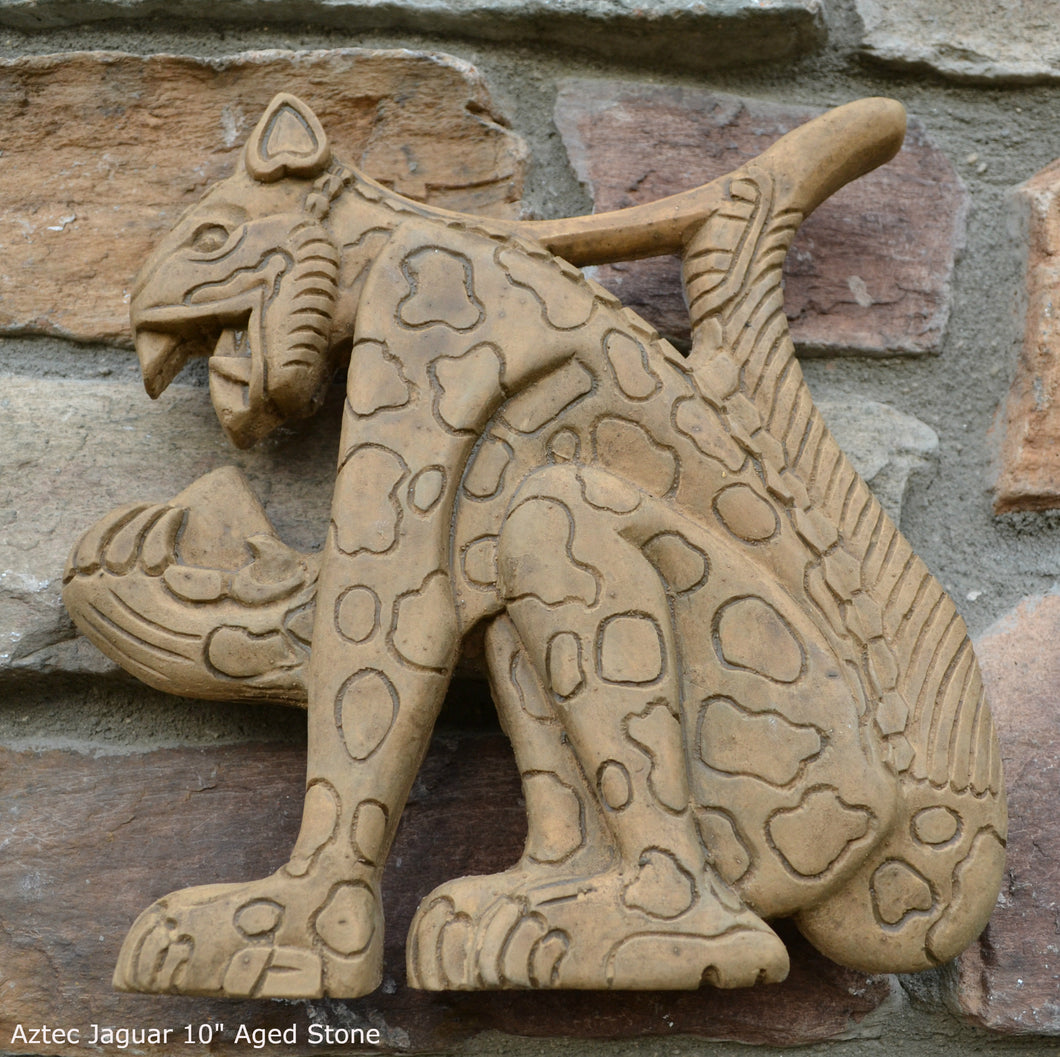 History Aztec Maya Jaguar Sculpture Statue 10" Tall www.Neo-Mfg.com wall art home decor