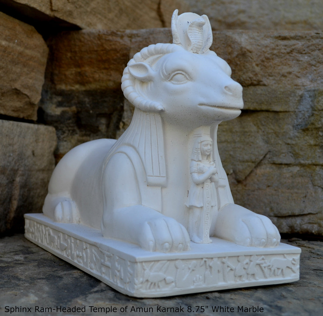 Egyptian Sphinx Ram-Headed Temple Amun Karnak Carving sculpture statue 8.75" www.Neo-Mfg.com