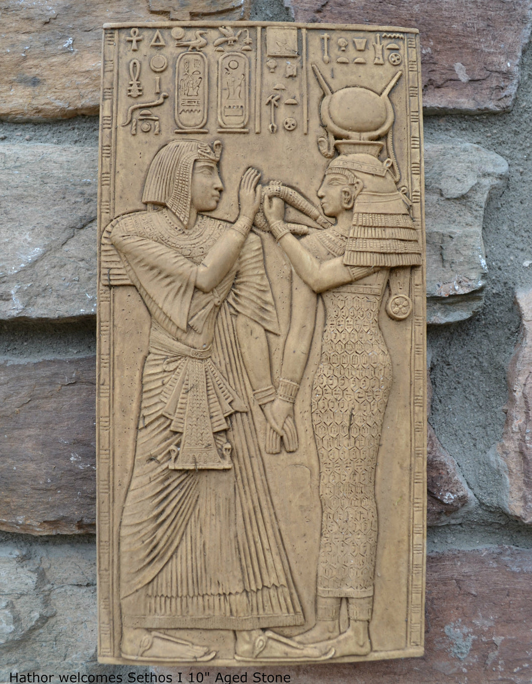 Egyptian Hathor welcomes Sethos I Sculpture museum reproduction art 10