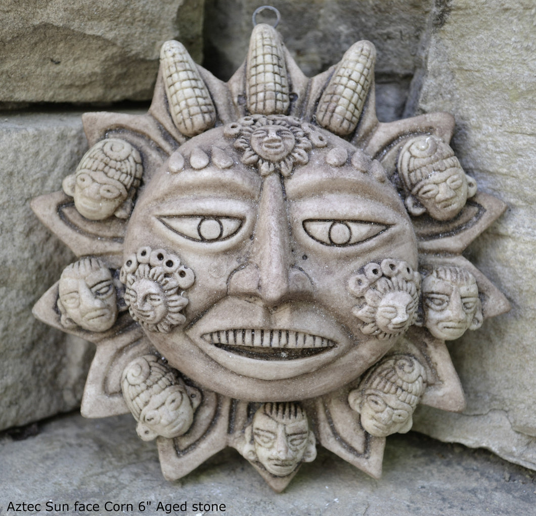 History Aztec Mayan Sun star corn wall plaque art 6" www.Neo-Mfg.com