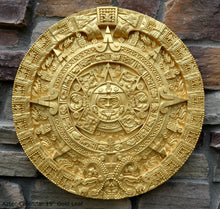 Load image into Gallery viewer, History MAYAN AZTEC CALENDAR Sculptural wall relief plaque 19&quot; Museum Quality Neo-Mfg Cold Cast Metal
