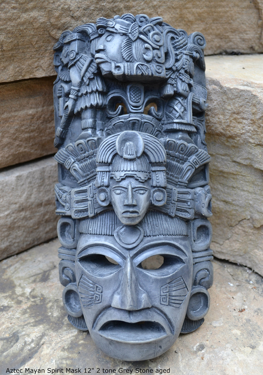 History Aztec Maya Spirit Artifact Carved Mask Sculpture Statue 12" Tall www.Neo-Mfg.com Plaque wall art