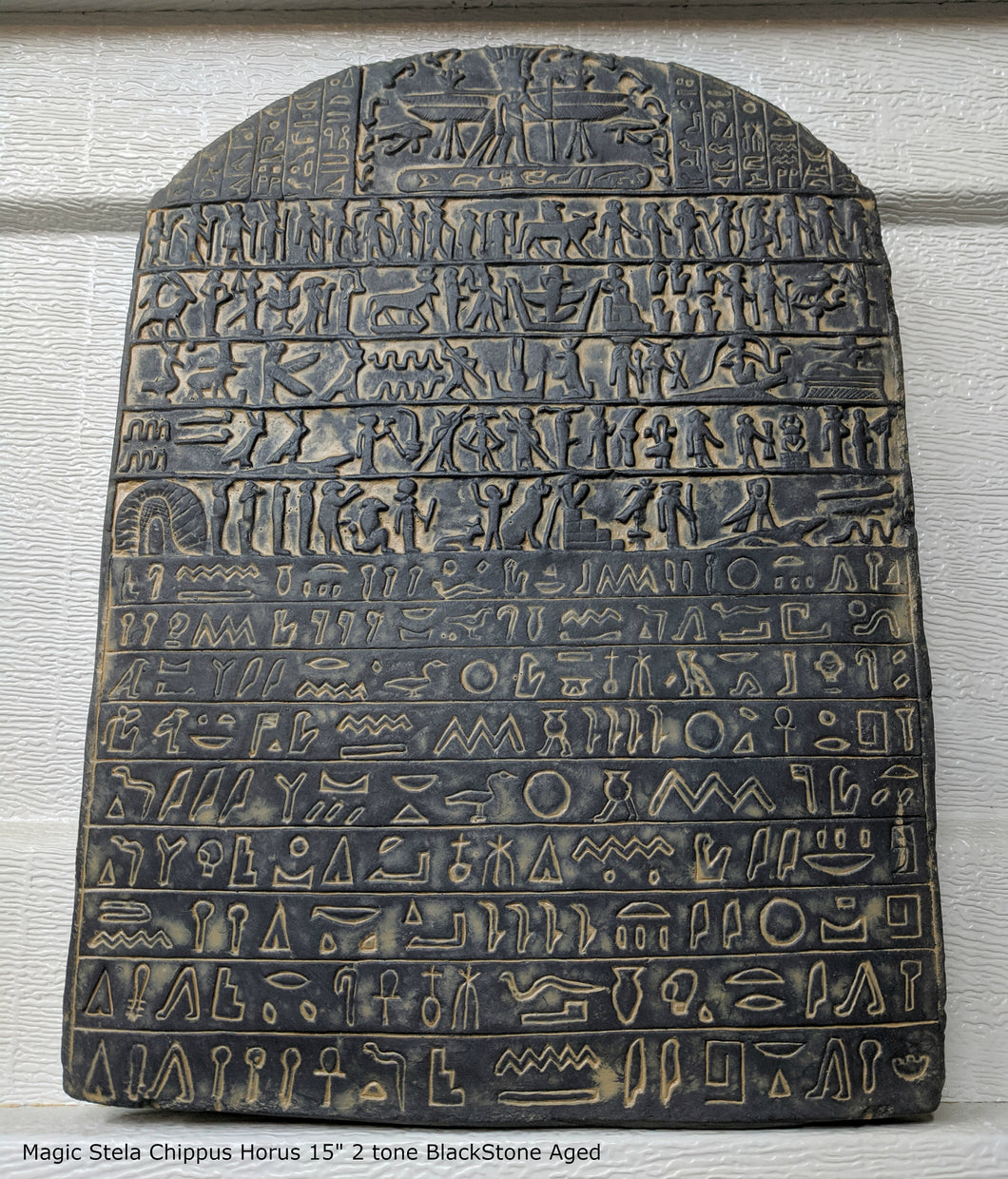 History Egyptian Magic Stela Sculptural wall relief  www.Neo-Mfg.com 15"