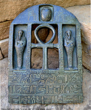 Load image into Gallery viewer, History Egyptian Stele for Senebef and Ipta Scarab Artifact Carved Sculpture Statue 16&quot; Tall www.Neo-Mfg.com Museum reproduction
