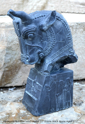 Assyrian Persian Persepolis Bull cow head capital Sculpture statue 10" www.Neo-Mfg.com Museum reproduction