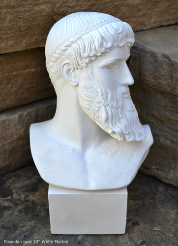 Roman Greek Poseidon bust  Sculpture 13" www.Neo-Mfg.com home decor Museum Reproduction