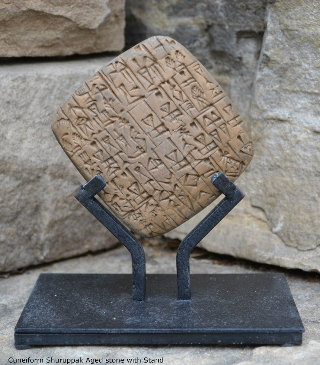 Cuneiform Bill sale of a male slave and a building in Shuruppak, Sumerian tablet museum replica tablet Sculpture www.Neo-Mfg.com with stand