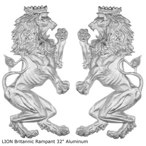 Animal LION Britannic Rampant sculpture wall frieze 32" tall www.Neo-Mfg.com Metal aluminum pair