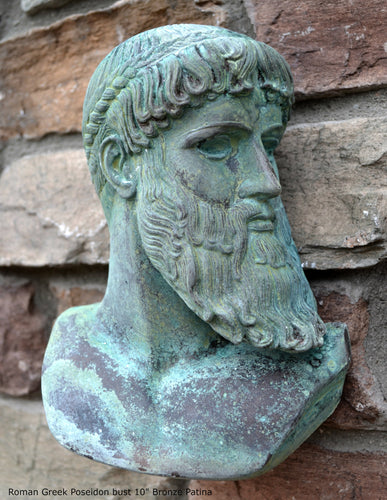 Roman Greek Poseidon bust  Sculpture 10" www.Neo-Mfg.com home decor Museum Reproduction