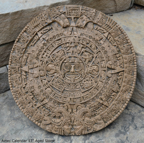 History MAYAN AZTEC CALENDAR Sculptural wall relief plaque 17