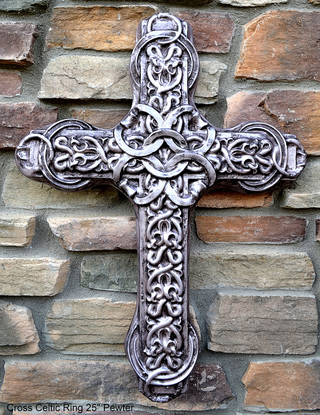 Religious Cross Celtic Ring wall art plaque decor Sculpture 25" www.NEO-MFG.com White marble
