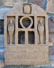 Load image into Gallery viewer, History Egyptian Stele for Senebef and Ipta Scarab Artifact Carved Sculpture Statue 16&quot; Tall www.Neo-Mfg.com Museum reproduction
