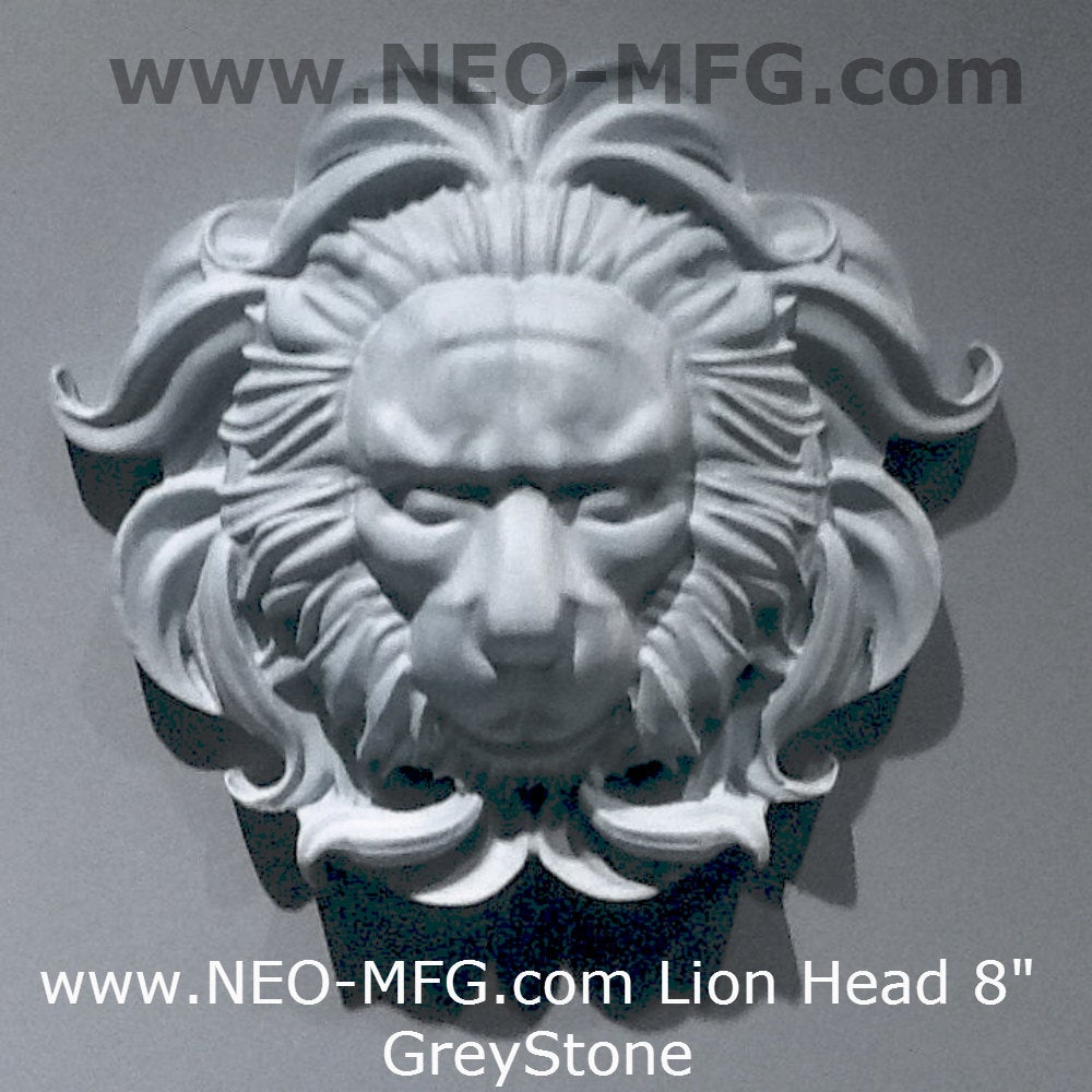 Animal LION Head bust sculpture wall frieze 8" tall www.Neo-Mfg.com