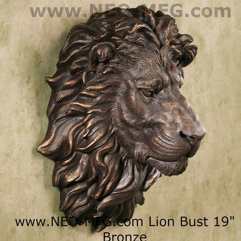 African lion wall Sculpture plaque 18" www.Neo-Mfg.com Grand size