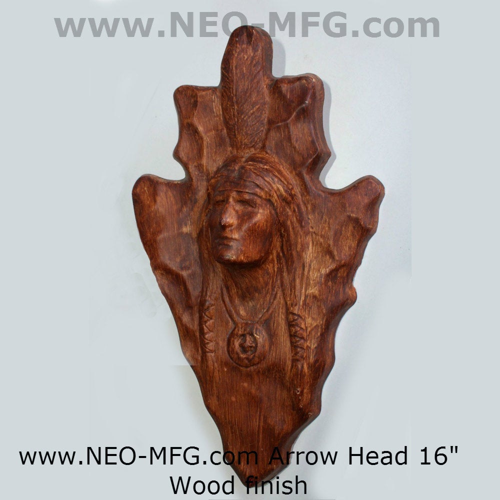 History Native American Arrow Artifact Warrior bust Sculpture Statue 16" Tall www.Neo-Mfg.com