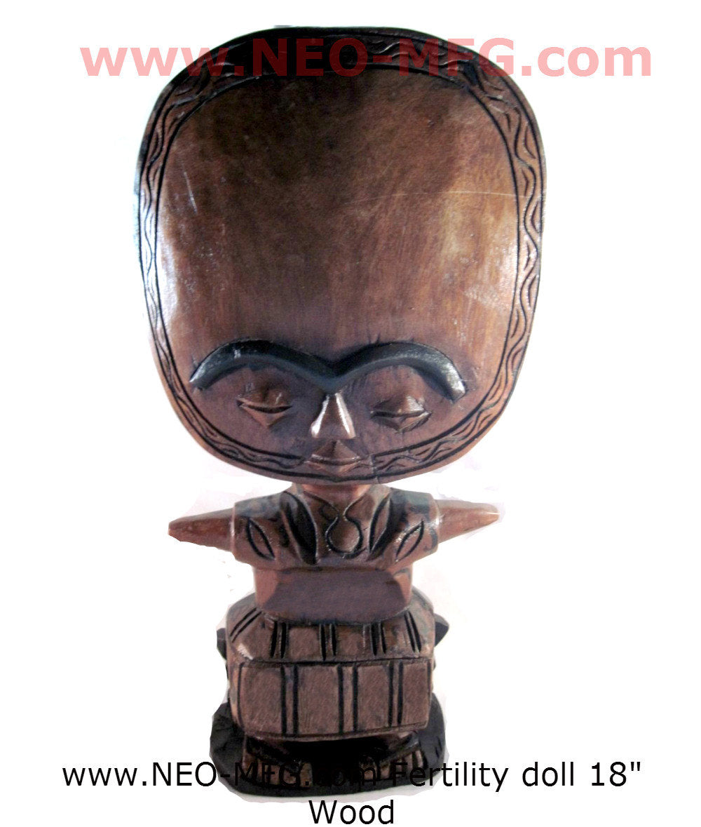 African Fertility doll Ashanti Girl Sculpture Statue 18" Tall www.Neo-Mfg.com