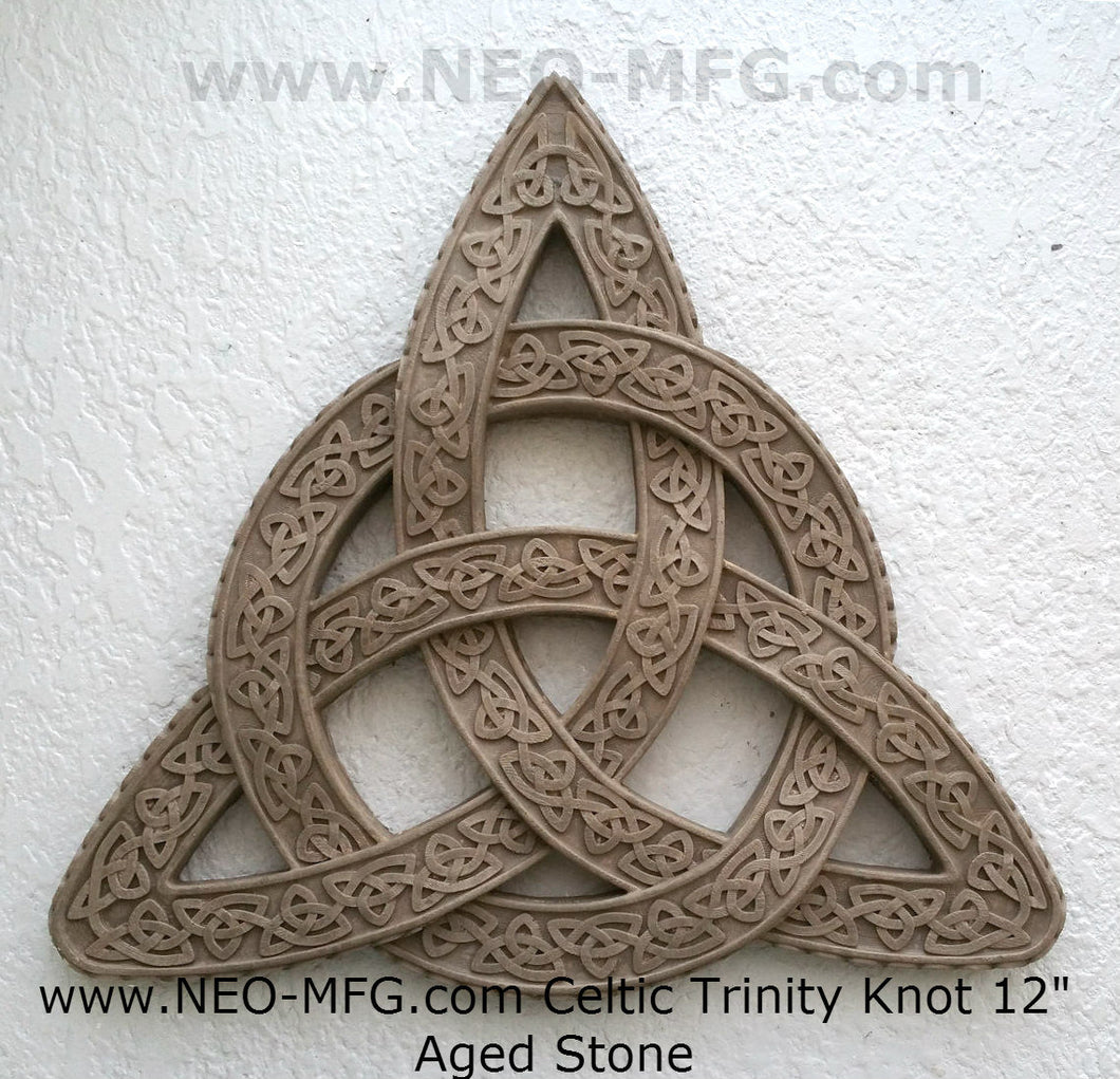 Celtic decor Trinity Knot life triquetra Wall Plaque sculpture Irish www.Neo-Mfg.com 12"